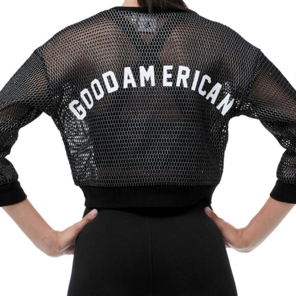 New Good American The Warrior Crop Cover-Up Top XS NWT - Picture 6 of 15